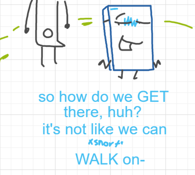 A panel from Ready Oar Knot, episode three of the Board Boards object show by Furretwalk/WalkingFurret.